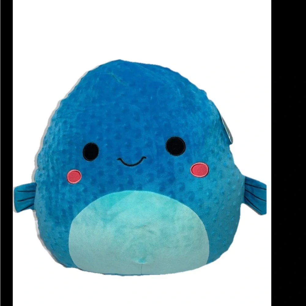 Squishmallows Blue Plush Fish with Chubby Body and Gentle Smile